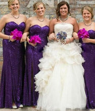 Cargar imagen en el visor de la galería, Grape Bridesmaid Dresses for Wedding Party Sequins