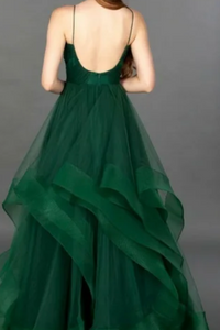 Green Prom Dresses Spaghetti Straps Tulle