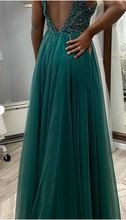 Load image into Gallery viewer, Emerald Green Beaded Prom Dresses Formal Dress