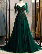 Load image into Gallery viewer, Prom Dresses Dark Green Prom Dresses with Beading