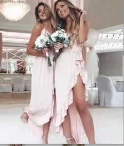 Pink Bridesmaid Dresses Hi Low for Wedding