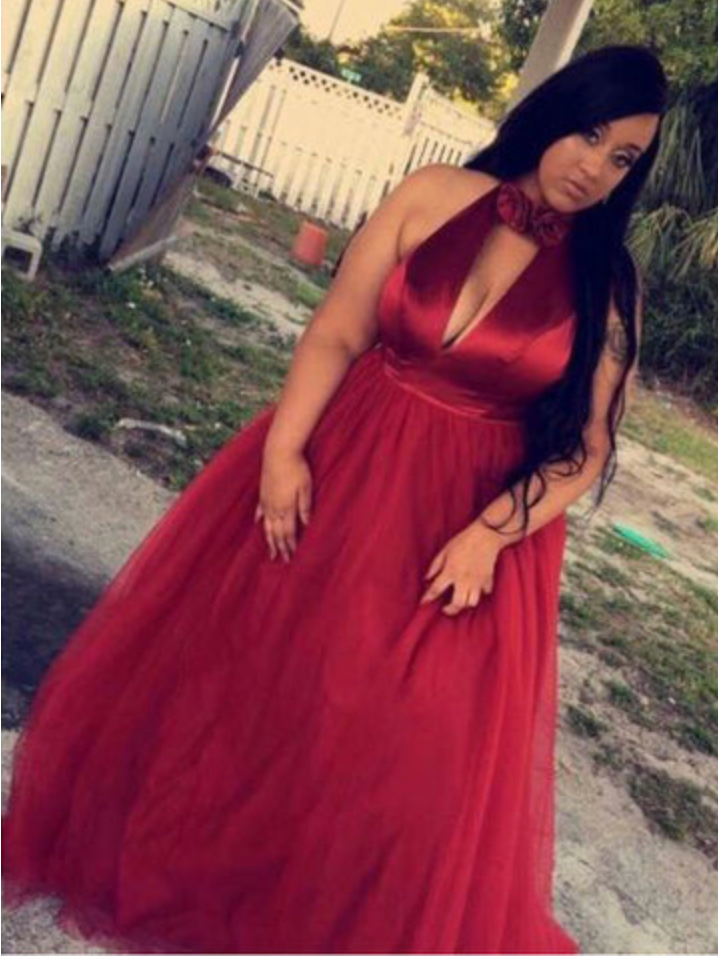 Plus Size High Neck Prom Dresses Red with Keyhole