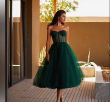 Cargar imagen en el visor de la galería, Sweetheart Prom Dresses Tea Length Green