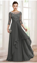 Load image into Gallery viewer, Lace Gray Mother of the Bride Dresses Floor Length