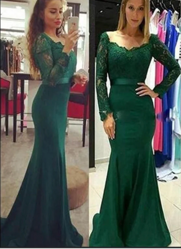 Lace Prom Dresses Evening Gown with Sleeves