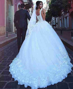 White Wedding Dresses Bridal Gown with Lace