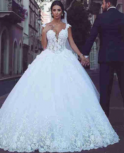 White Wedding Dresses Bridal Gown with Lace