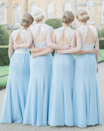 Mermaid Bridesmaid Dresses with Lace Top for Wedding Party