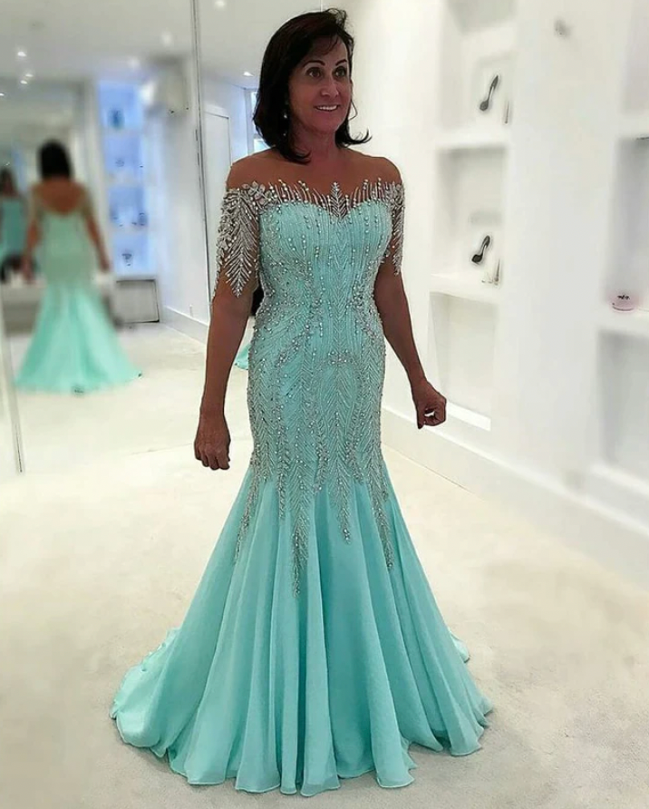 Mother of the Bride Dresses Floor Length with Beading Mermaid