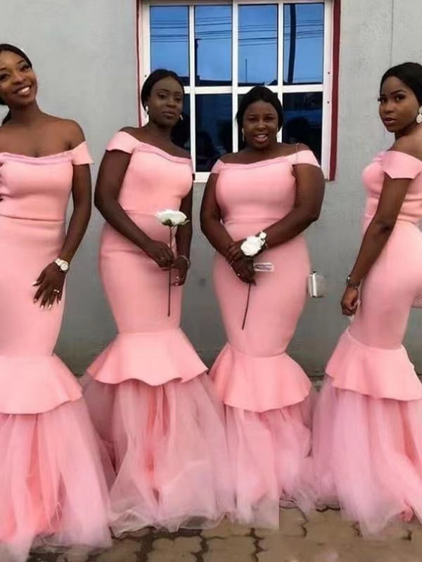 Mermaid Pink Bridesmaid Dresses Sleeveless