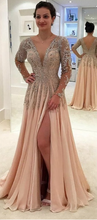 Load image into Gallery viewer, V Neck Mother of the Bride Dresses with Full Sleeves V Back