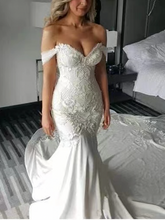 Load image into Gallery viewer, Off Shoulder Wedding Dresses Bridal Gown with Lace