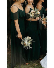 Cargar imagen en el visor de la galería, Off Shoulder Bridesmaid Dresses Slit Side for Wedding Party