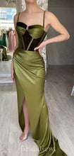 Load image into Gallery viewer, Olive Green Prom Dresses Straps