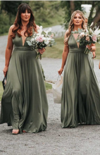 Load image into Gallery viewer, Convertible Olive Green Bridesmaid Dresses for Wedding Party