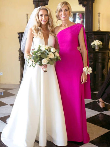 Fuchsia Mother of the Bride Dresses One Shoulder