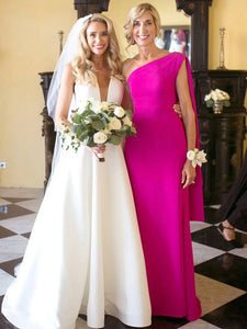 Fuchsia Mother of the Bride Dresses One Shoulder
