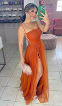 Load image into Gallery viewer, Burnt Orange Prom Dresses Slit Side for Women