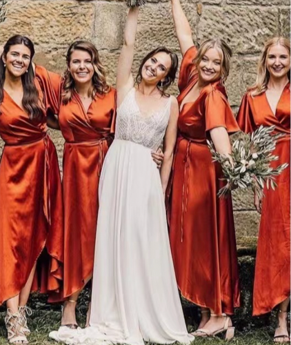 Burnt Orange Bridesmaid Dresses for Wedding Party