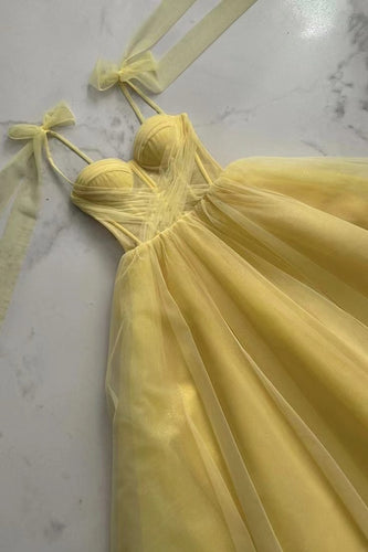 Pale Yellow Prom Dresses Floor Length