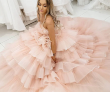 Cargar imagen en el visor de la galería, Pink Strapless Princess Dresses Prom Dresses Thousands-layers Puffy