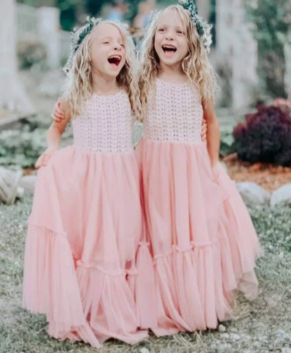 Pink Flower Girl Dresses Tulle Floor Length