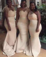 Load image into Gallery viewer, One Shoulder Bridesmaid Dresses Plus Size Mermaid