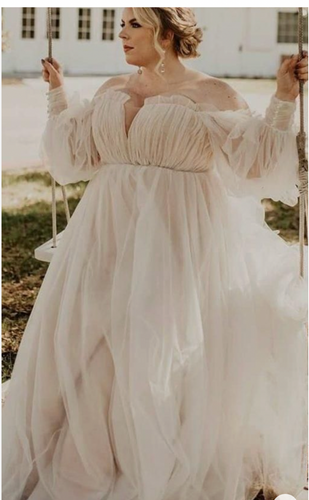 Plus Size Wedding Dresses Bridal Gown with Long Sleeves