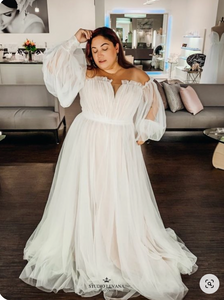 Plus Size Wedding Dresses Bridal Gown with Long Sleeves