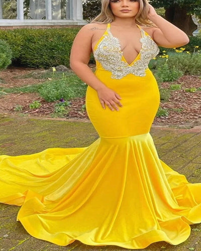 Yellow Plus Size Prom Dresses Sexy