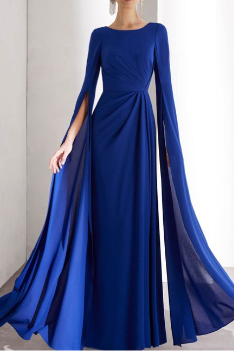 Royal Blue Prom Dresses Evening Gown V Back