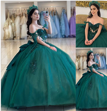 Load image into Gallery viewer, Off Shoulder Prom Dresses Sparkly Princess Gown