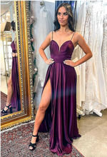 Cargar imagen en el visor de la galería, Prom Dresses High Slit Side Spaghetti Straps