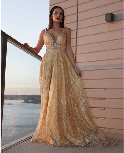 Sparkly Prom Dresses Sequins Straps