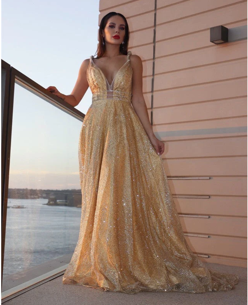 Sparkly Prom Dresses Sequins Straps