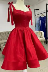 Red Homecoming Dresses Tea Length