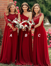 Load image into Gallery viewer, Red Bridesmaid Dresses Long