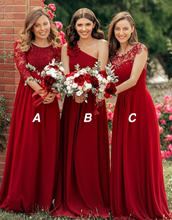 Laden Sie das Bild in den Galerie-Viewer, Red Bridesmaid Dresses Long