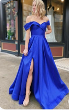 Charger l&#39;image dans la galerie, Royal Blue Prom Dresses Off Shoulder Slit Side