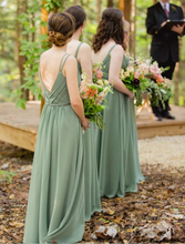 Load image into Gallery viewer, Sage Bridesmaid Dresses Straps Chiffon