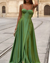 Load image into Gallery viewer, Sage Green Prom Dresses Spaghetti Straps