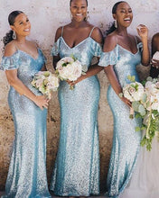 Cargar imagen en el visor de la galería, Spaghetti Straps Sequins Bridesmaid Dresses for Wedding