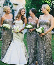 Cargar imagen en el visor de la galería, Gray Bridesmaid Dresses for Wedding Party Sequins