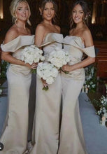 Load image into Gallery viewer, Off Shoulder Bridesmaid Dresses Sheath Silk