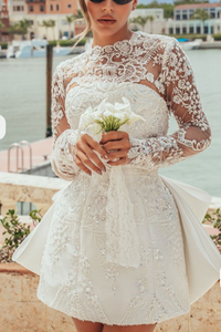 White Strapless Wedding  Gown Short Length