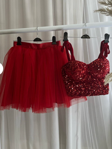 Two Piece Homecoming Dresses Red Prom Dresses Short