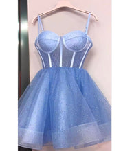 Laden Sie das Bild in den Galerie-Viewer, Sparkly Royal Blue Homecoming Dresses Short Prom Gown