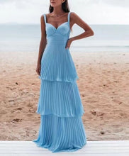 Carica l&#39;immagine nel visualizzatore di Gallery, Sky Blue Prom Dresses Straps Floor Length