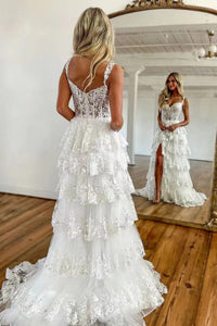 Wedding Dresses Bridal Gown Spaghetti Straps Tiered