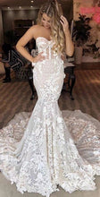 Carica l&#39;immagine nel visualizzatore di Gallery, Strapless Wedding Dresses Bridal Gown Mermaid Lace
